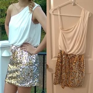 White and gold homecoming dress